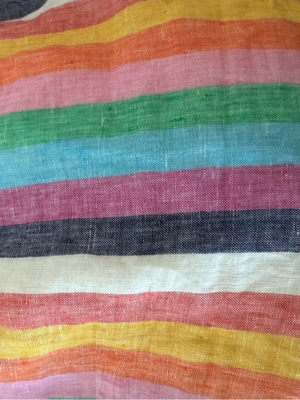 J.Crew Linen Rainbow Stripe Mini Skirt Pockets Elastic Waist Coastal Bright M - Picture 5 of 5